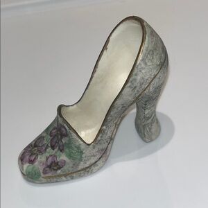 Vintage Porcelain Shoe Painted Floral Flowers High Heel Collectible Figurine